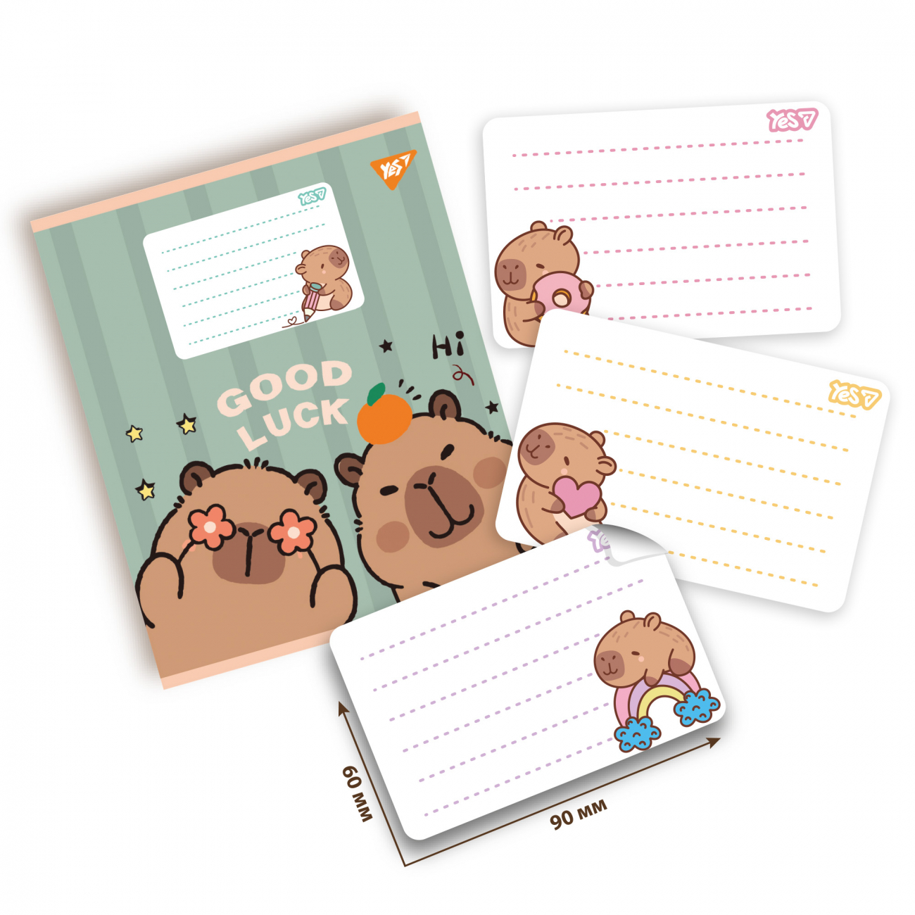 Наліпки на зошити Yes "Капібари" 8 шт/уп, 955532 1