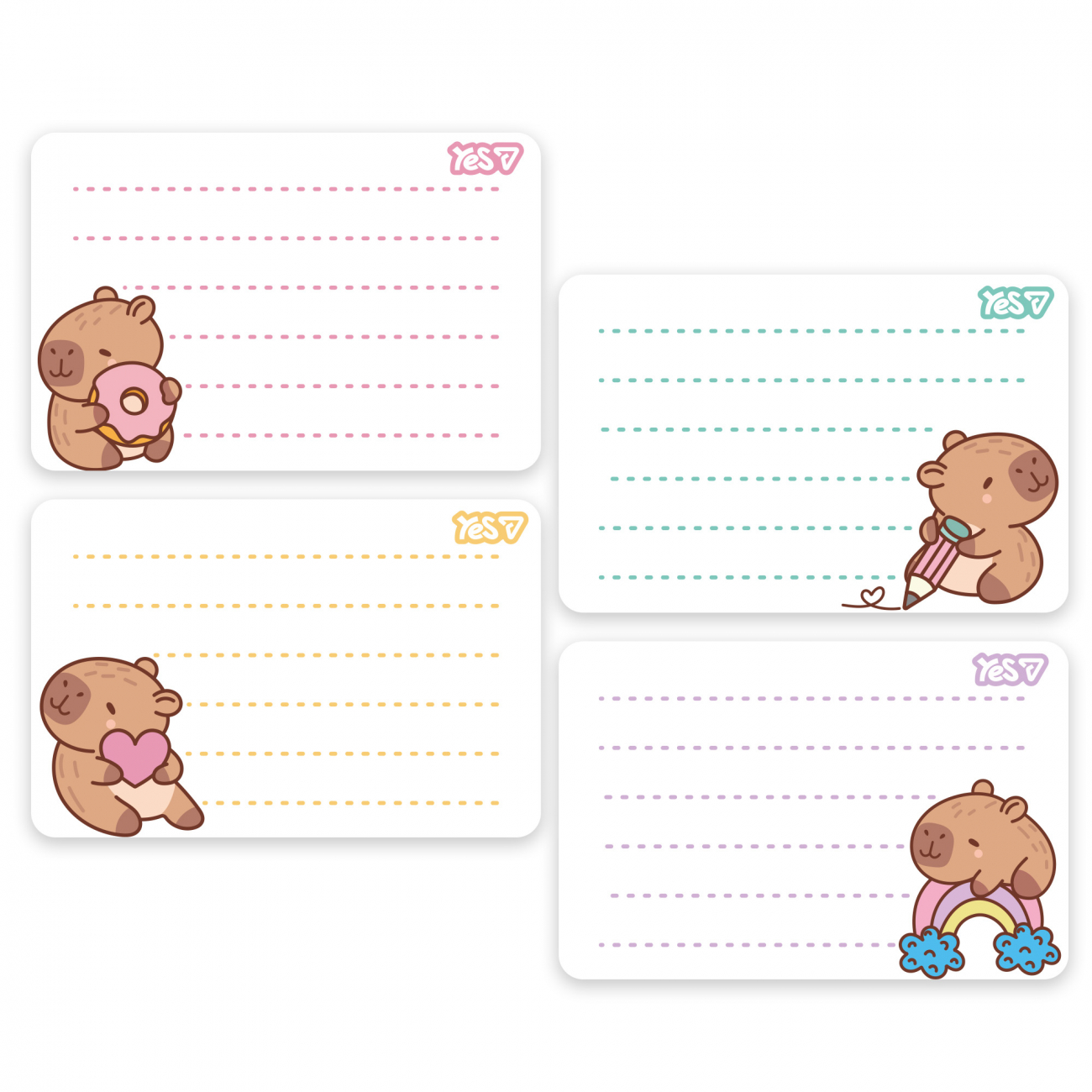 Наліпки на зошити Yes "Капібари" 8 шт/уп, 955532