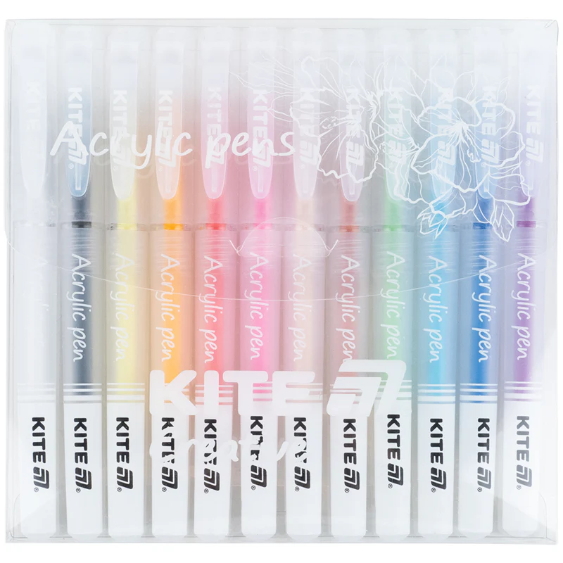 Ручки акрилові, набір 12шт Kite Creative, K-1295 1
