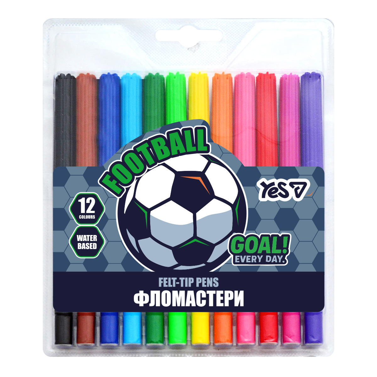 Фломастери Yes 12 кольорів "Football", 650600
