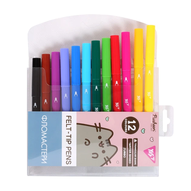 Фломастери Yes 12 кольорів Jumbo "Pusheen", 650589 1