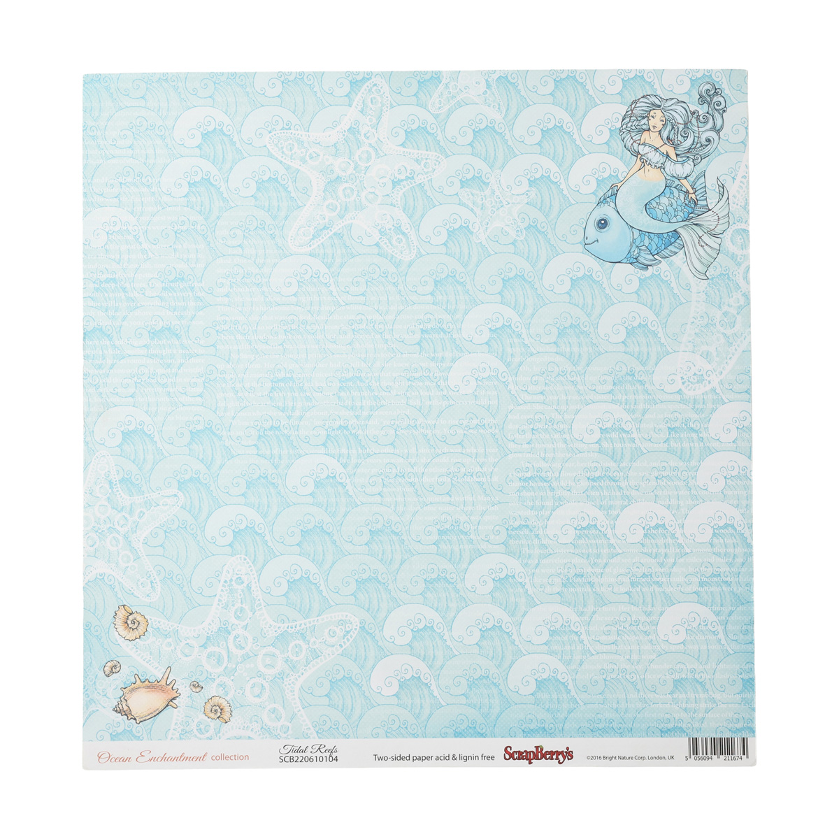 Папір д/скрапбукінгу 30,5*30,5 см 190 гр/м двосторон. Казки моря Німфа