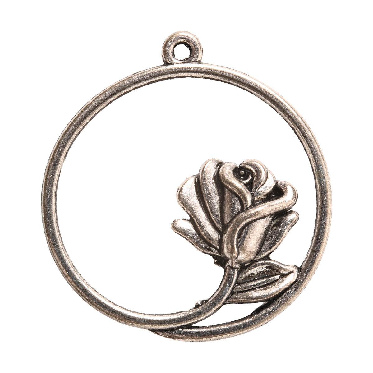 Набір металевих підвісок Роза в круглій рамці 36*35 мм, 10 шт