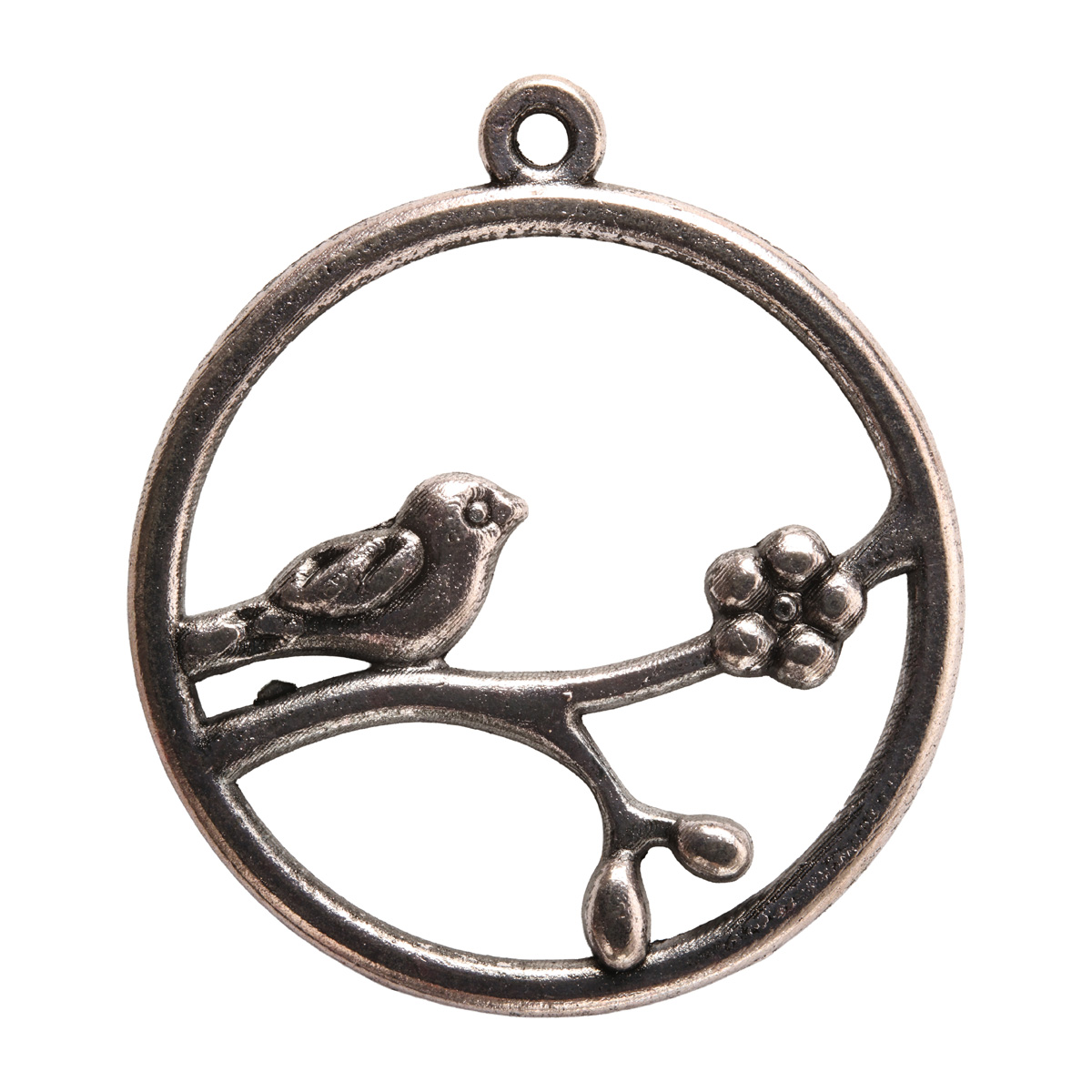 Набір металевих підвісок Пташка в круглій рамці 30*32 мм, 10 шт