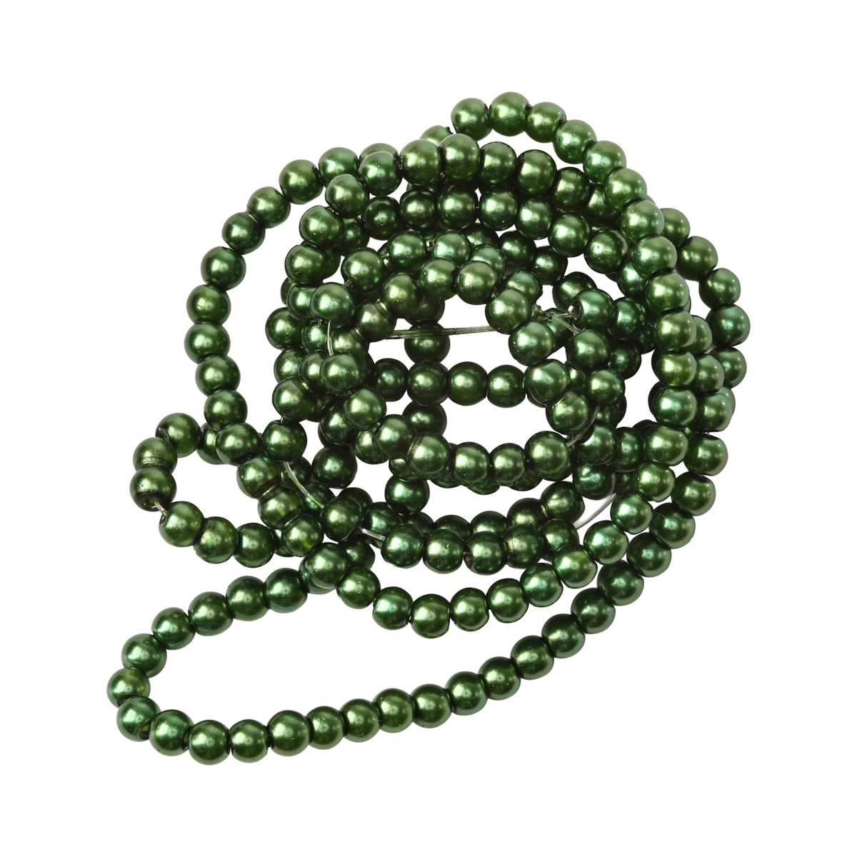 Намистини cкляні перлинні A050-A01-Ball-B1, 4 мм, D121-темно-зелений