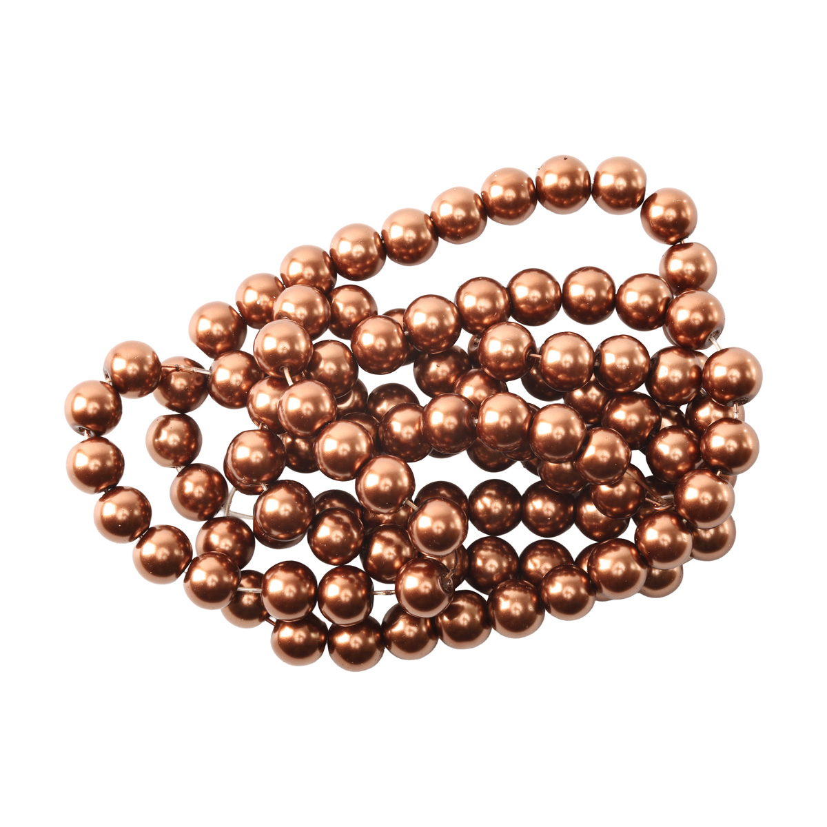 Намистини cкляні перлинні A050-A01-Ball-B1, 8 мм, D037-світло-коричневий