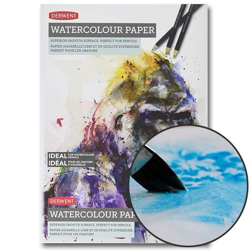 Склейка для акварели А4, 12 л, белая гладкая бумага, Derwent 1