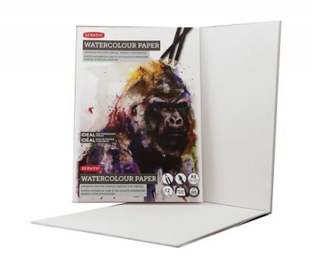 Склейка для акварели А4, 12 л, белая гладкая бумага, Derwent 2
