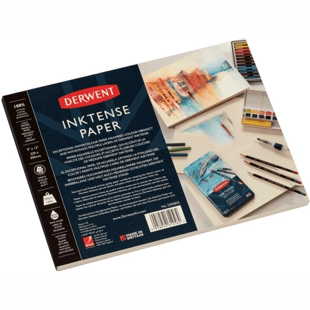 Склейка для акварели Inktense 17,78*25,4см, 300г/м2, 20л., 100% хлопок, Derwent