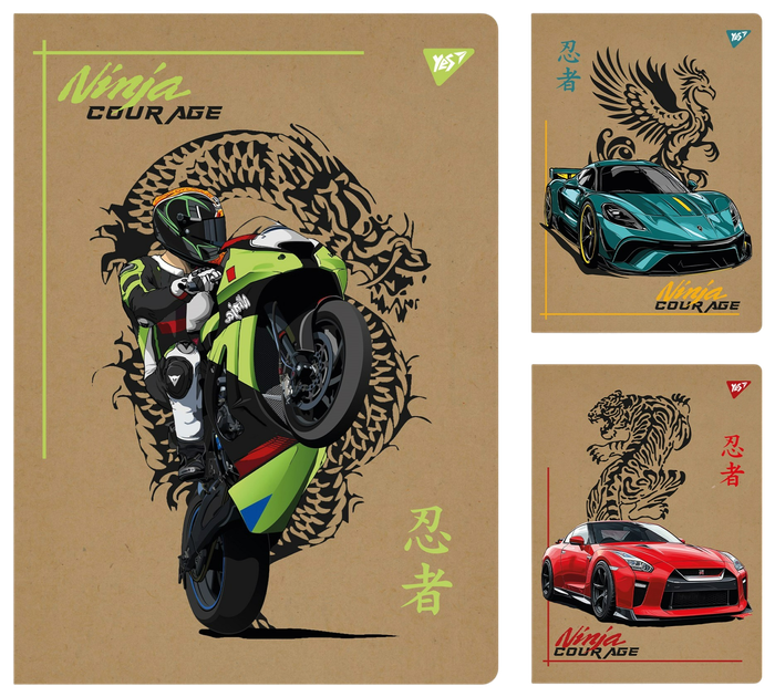 Зошит для записів YES А4/48 кл. "Ninja courage" крафт, 681998