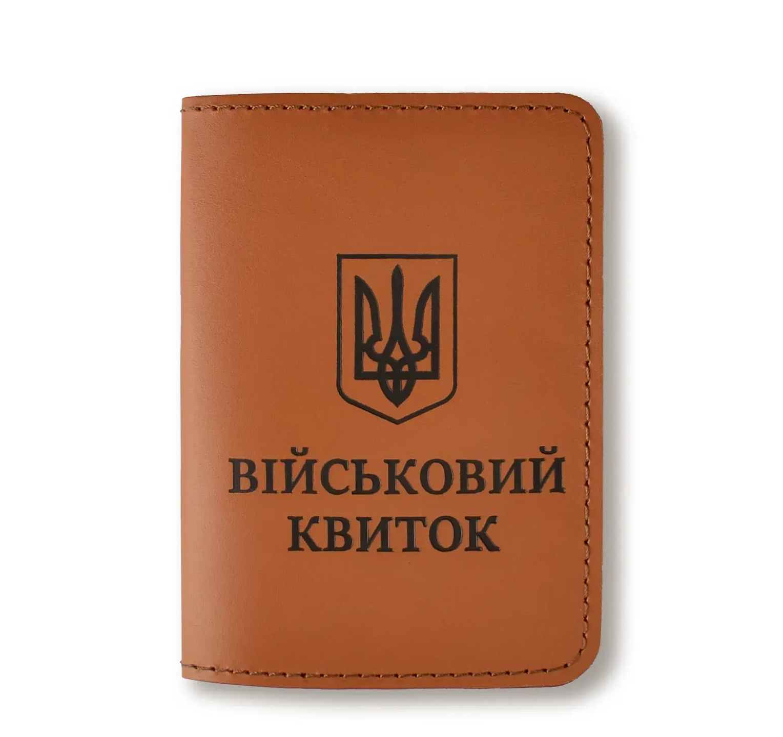 Обкладинка для військового квитка з Гербом (теракотова, чорне тиснення), VK15AA