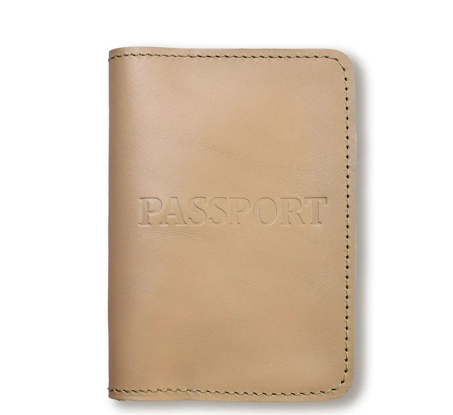 Обкладинка для паспорта з написом PASSPORT (бежева, чисте тиснення)
