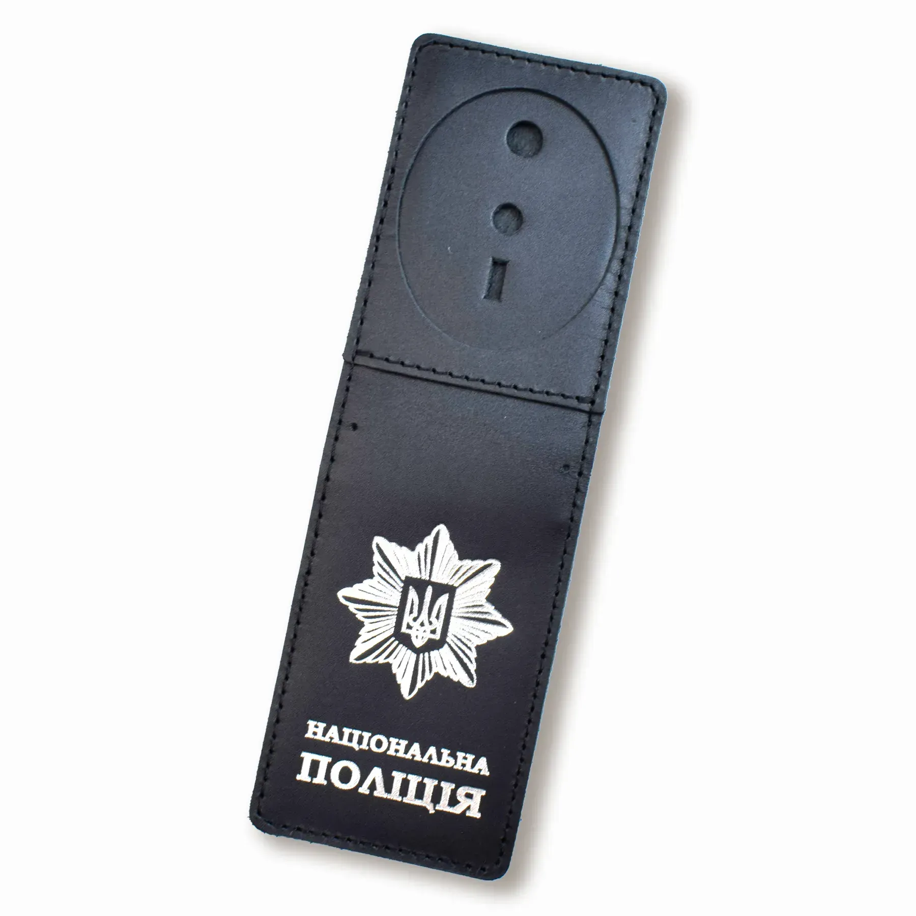 Обкладинка Національна поліція з місцем під жетон тип 2 (чорна, срібне тиснення) 1