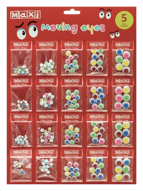 Самоклеючі пластикові очі, ПВХ, кольорові, MX61604-02 5