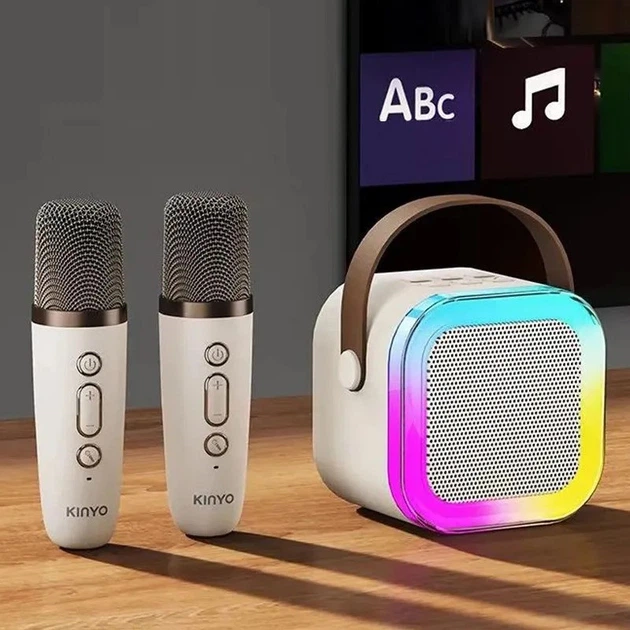 Бездротова колонка, з караоке-системою на 2 мікрофона, K1 pink , beige 11