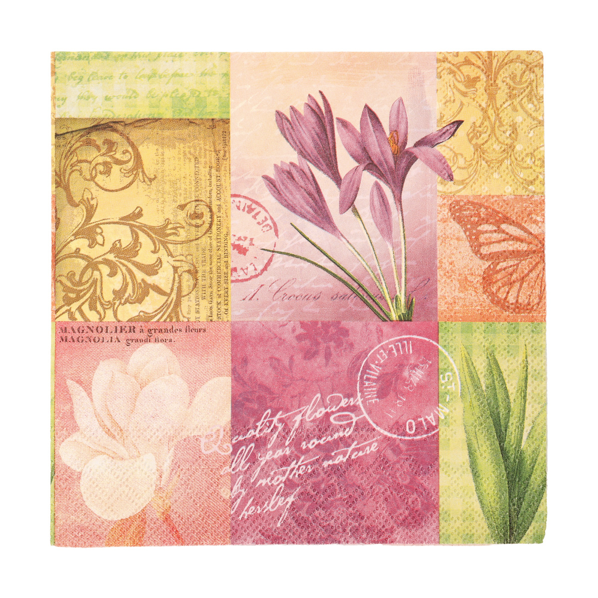 Декупажные салфетки "Весенний коллаж"33*33 см, 18,5 г/м2, Abiente