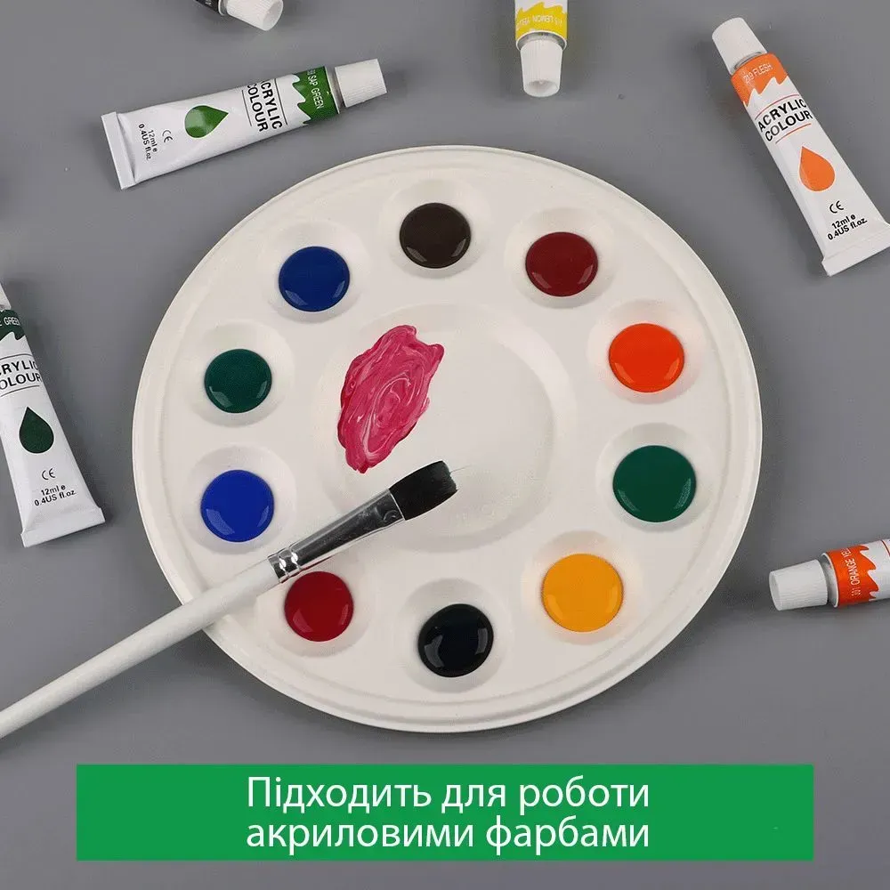 Бамбуковая био-раскладная палитра (d:18.7см.), 10 лунок, 10 шт в упак., Sinoart 6