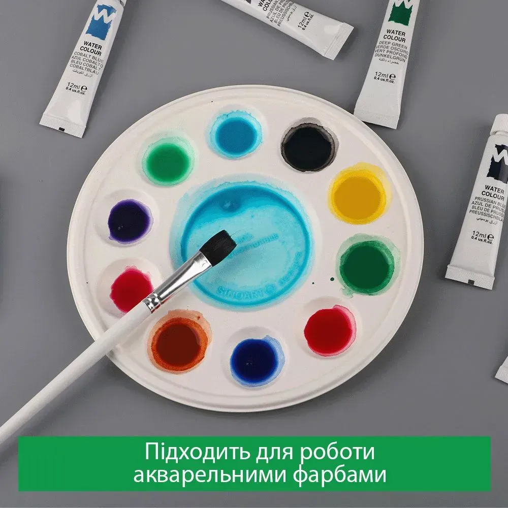 Бамбуковая био-раскладная палитра (d:18.7см.), 10 лунок, 10 шт в упак., Sinoart 7