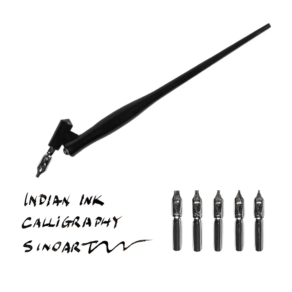 Набір для каліграфії зі скошеним тримачем + 5 пер у блістері, Sinoart 1