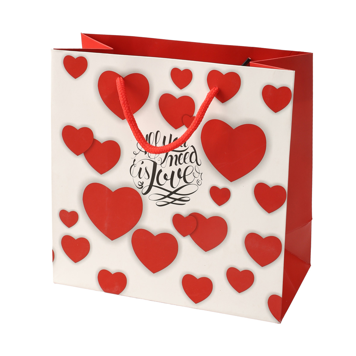 Подарунковий пакет 210 г, 20*20*10, All you meea is love, 001-70M