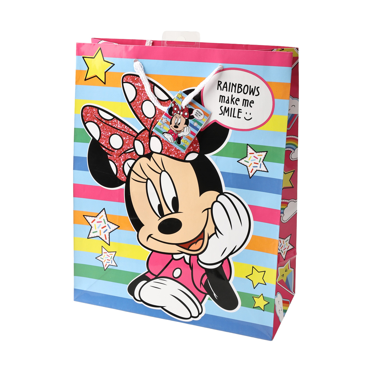 Пакет подарунковий паперовий "Minnie Rainbows make me Smile" L 26*12*32,4 см, BG-06946-L