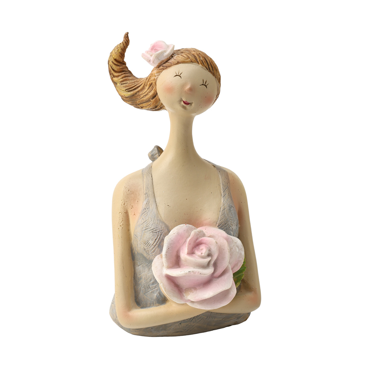 Статуетка декоративна пластикова Жінка "Lyndia" h=17 см, сірий/світло-рожевий (2 види), 2010493