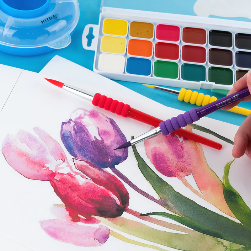 Набор из 4-х кистей с гриппом синтетика, K-334-1, Kite Creative 3