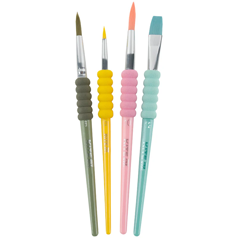 Набор из 4-х кистей с гриппом синтетика, K-334-2, Kite Creative 1