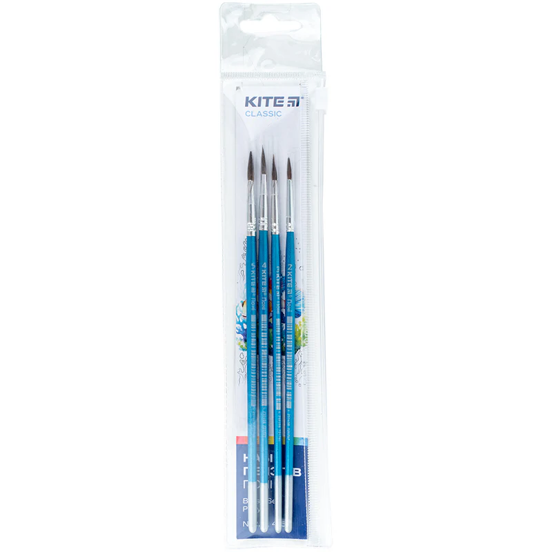 Набор из 4-х кистей пони круг. 2,3,4,5 в пенале, K-339, Kite Classic