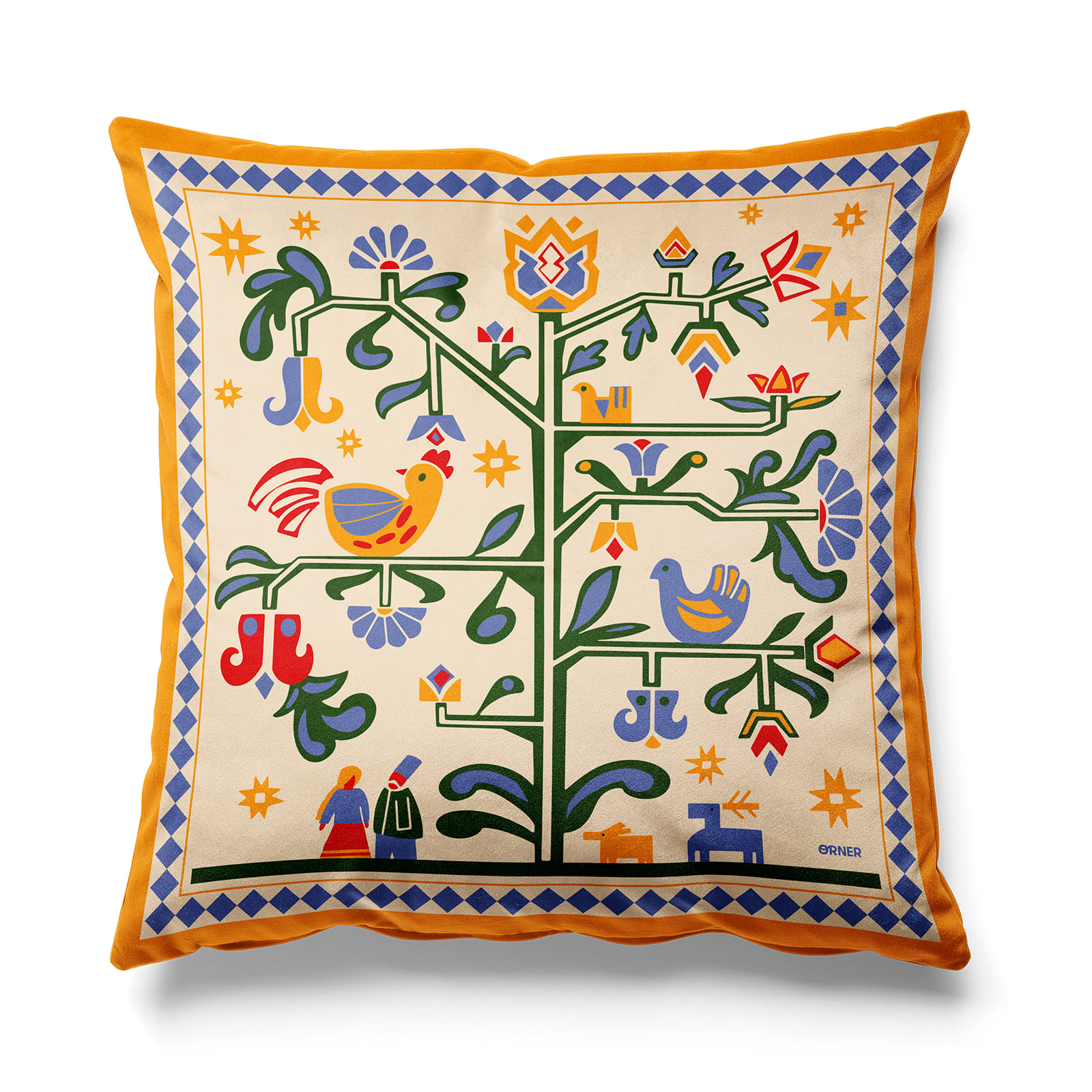 Подушка "Дерево жизни" бежевая, orner-3685