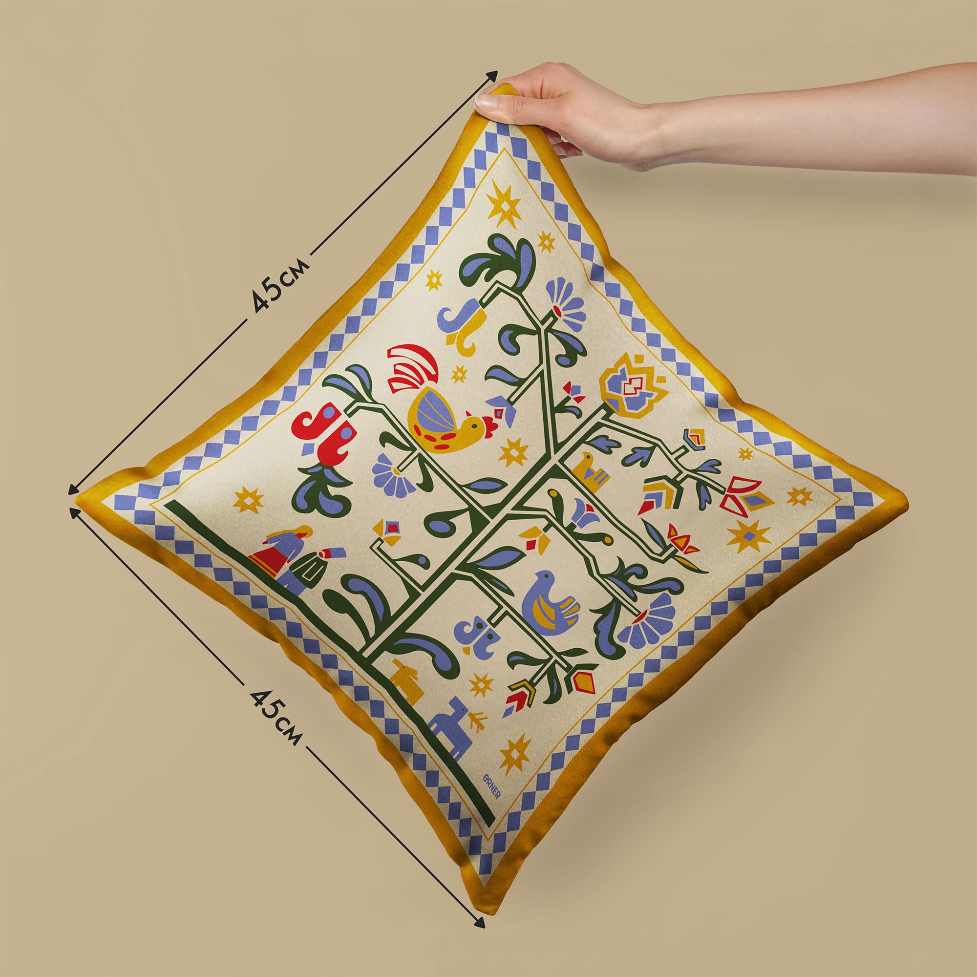 Подушка "Дерево жизни" бежевая, orner-3685 1