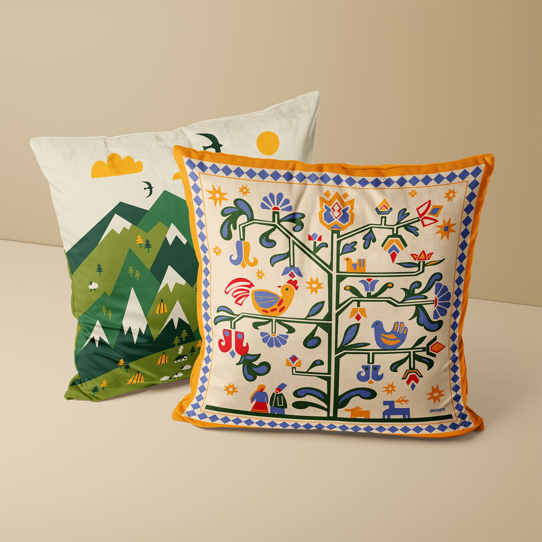 Подушка "Дерево жизни" бежевая, orner-3685 4