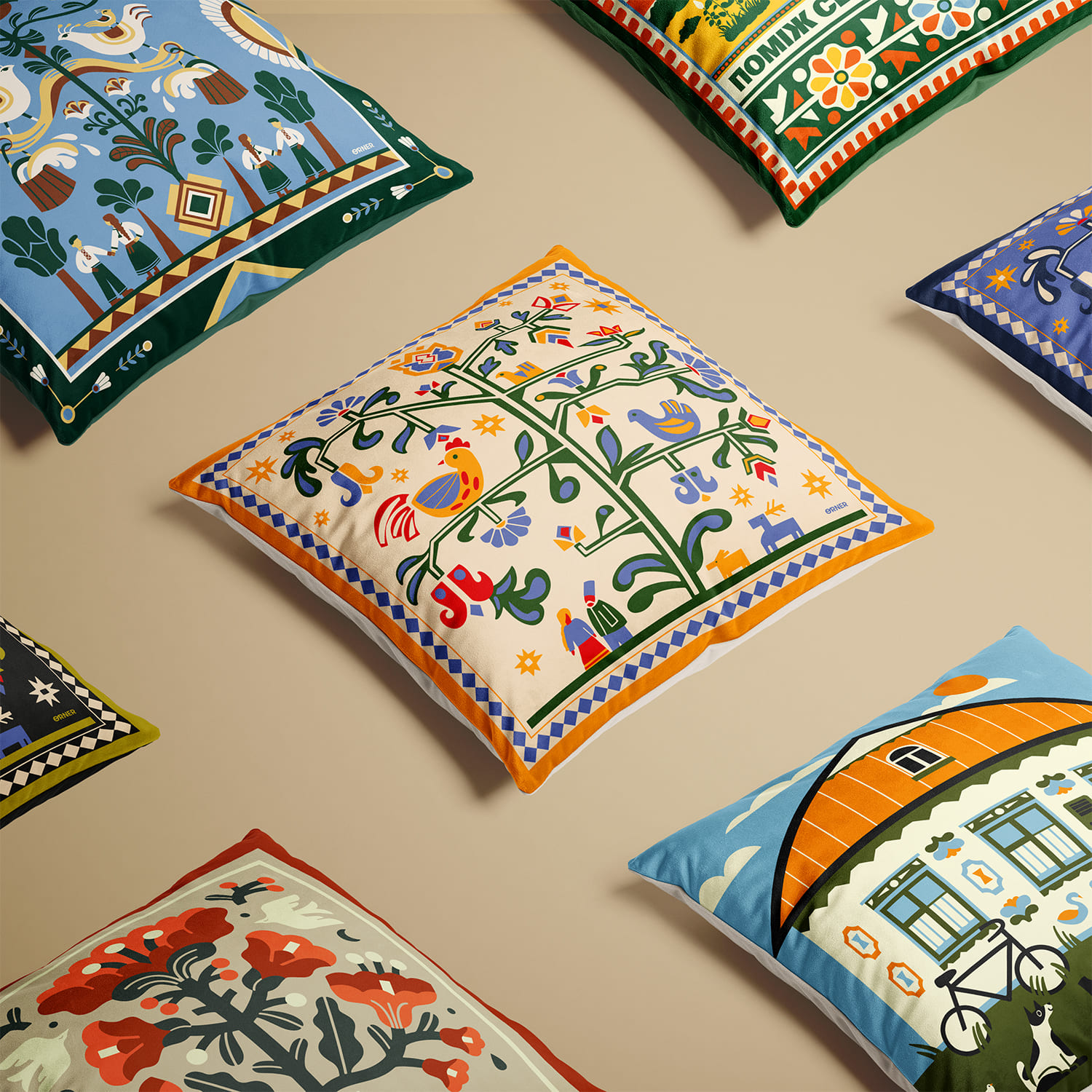 Подушка "Дерево жизни" бежевая, orner-3685 5