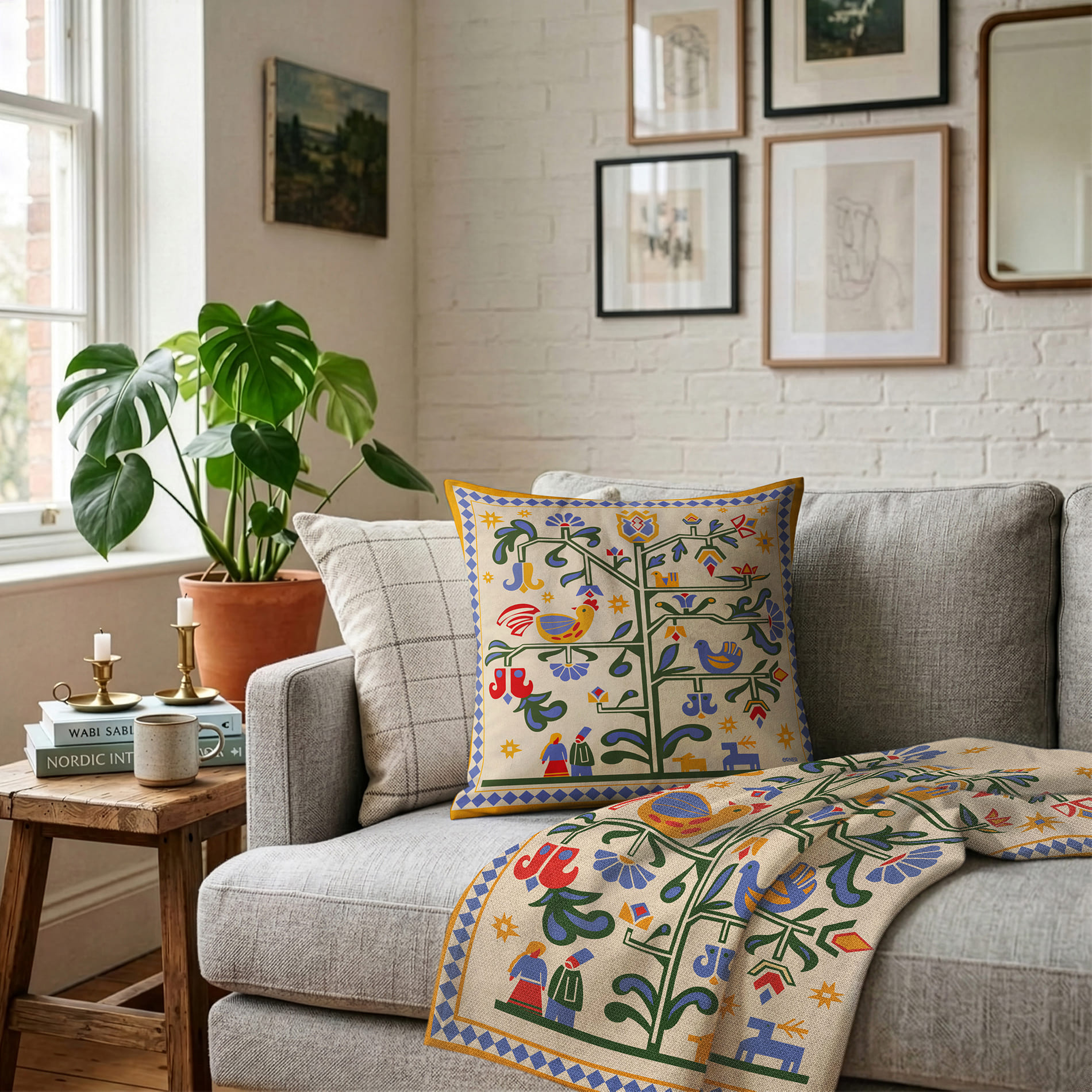 Подушка "Дерево жизни" бежевая, orner-3685 9