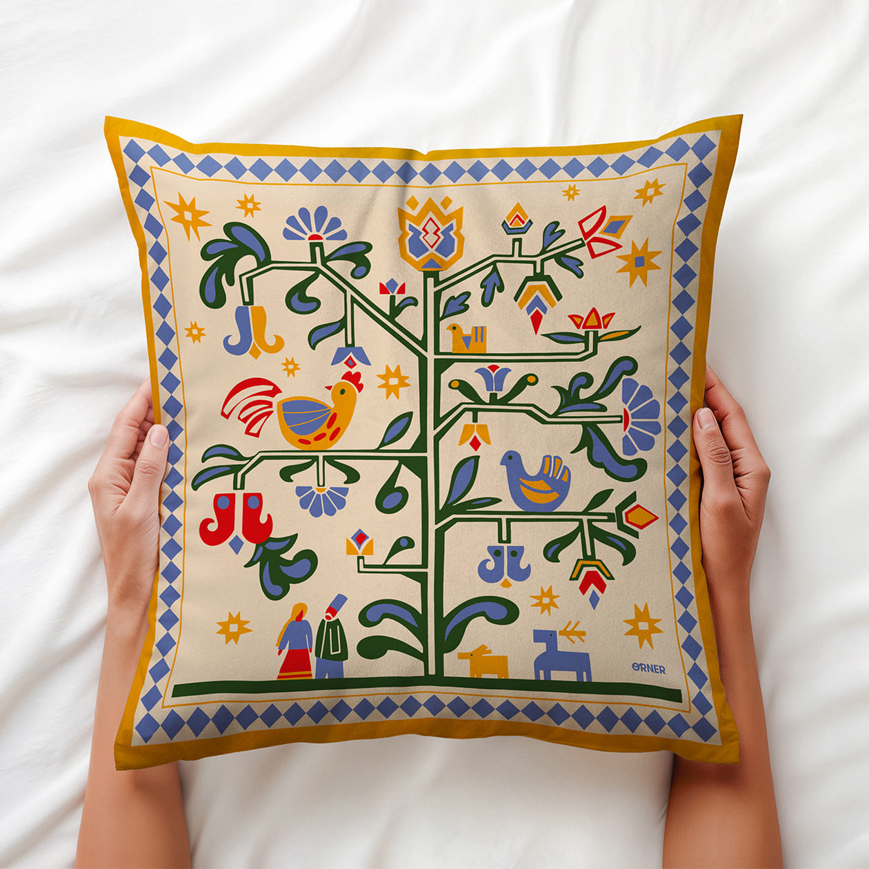 Подушка "Дерево жизни" бежевая, orner-3685 7