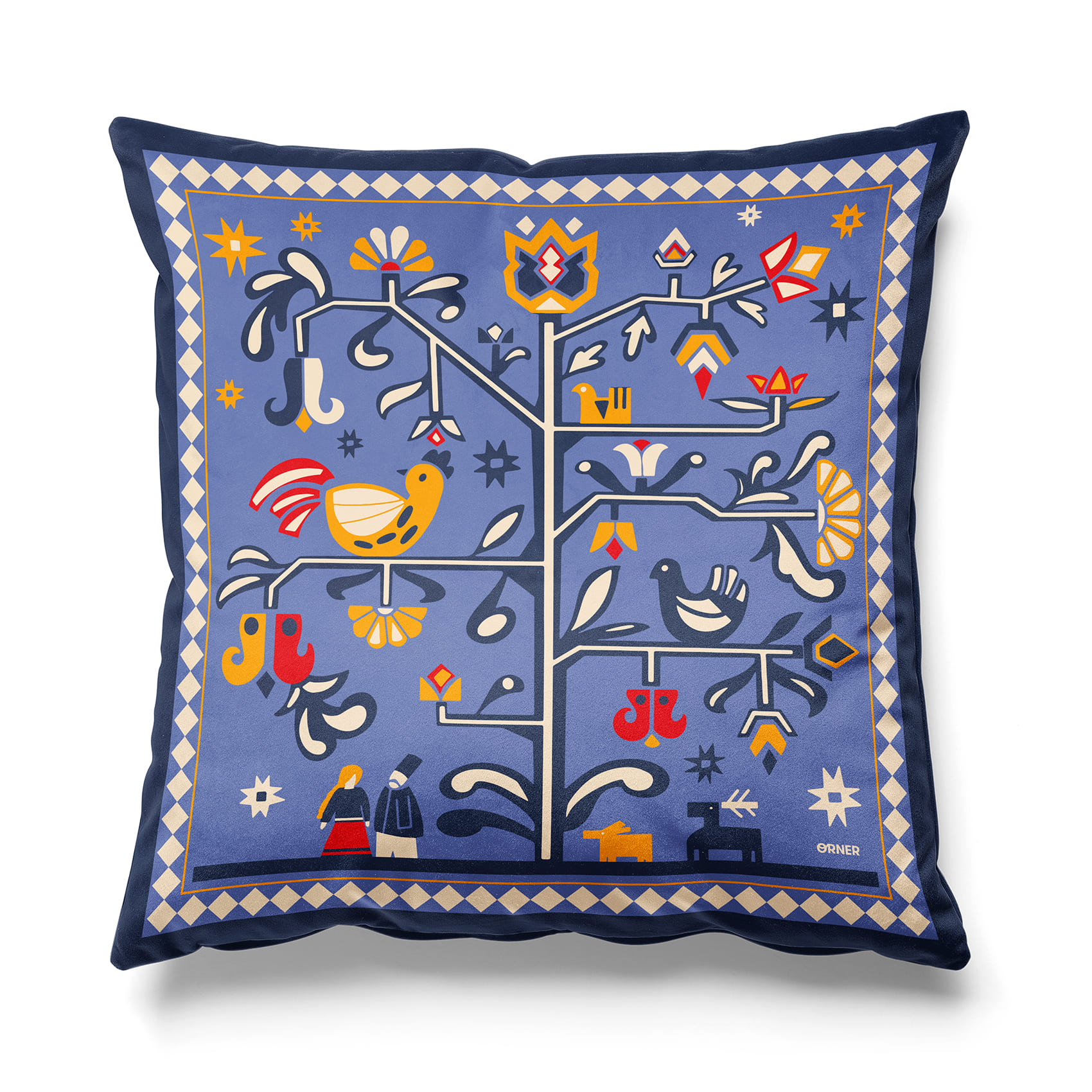 Подушка "Дерево жизни" голубая, orner-3692