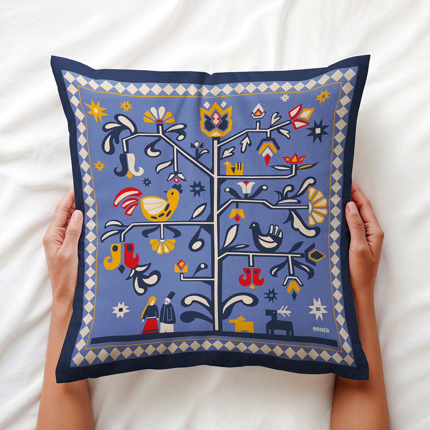 Подушка "Дерево жизни" голубая, orner-3692 7