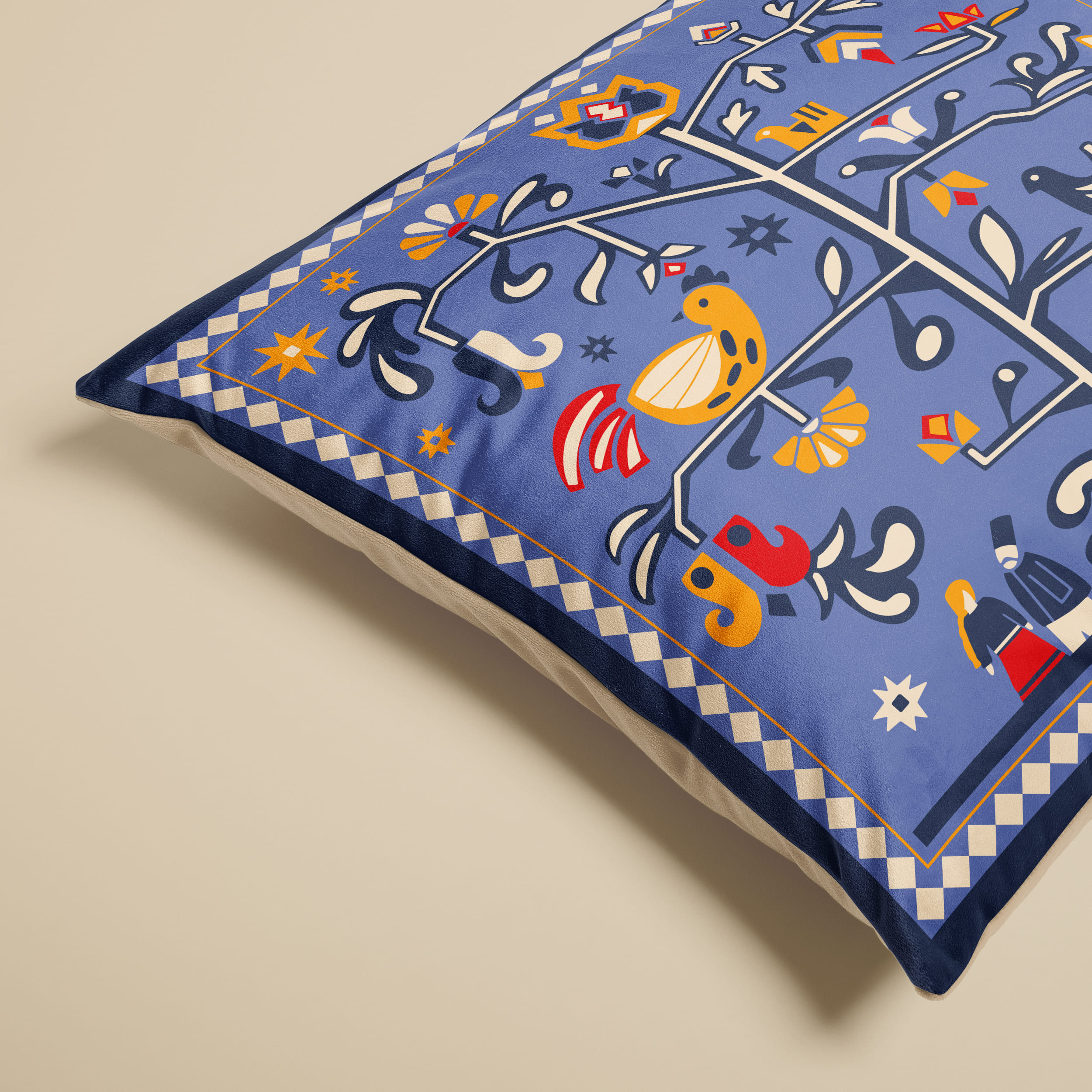 Подушка "Дерево жизни" голубая, orner-3692 3