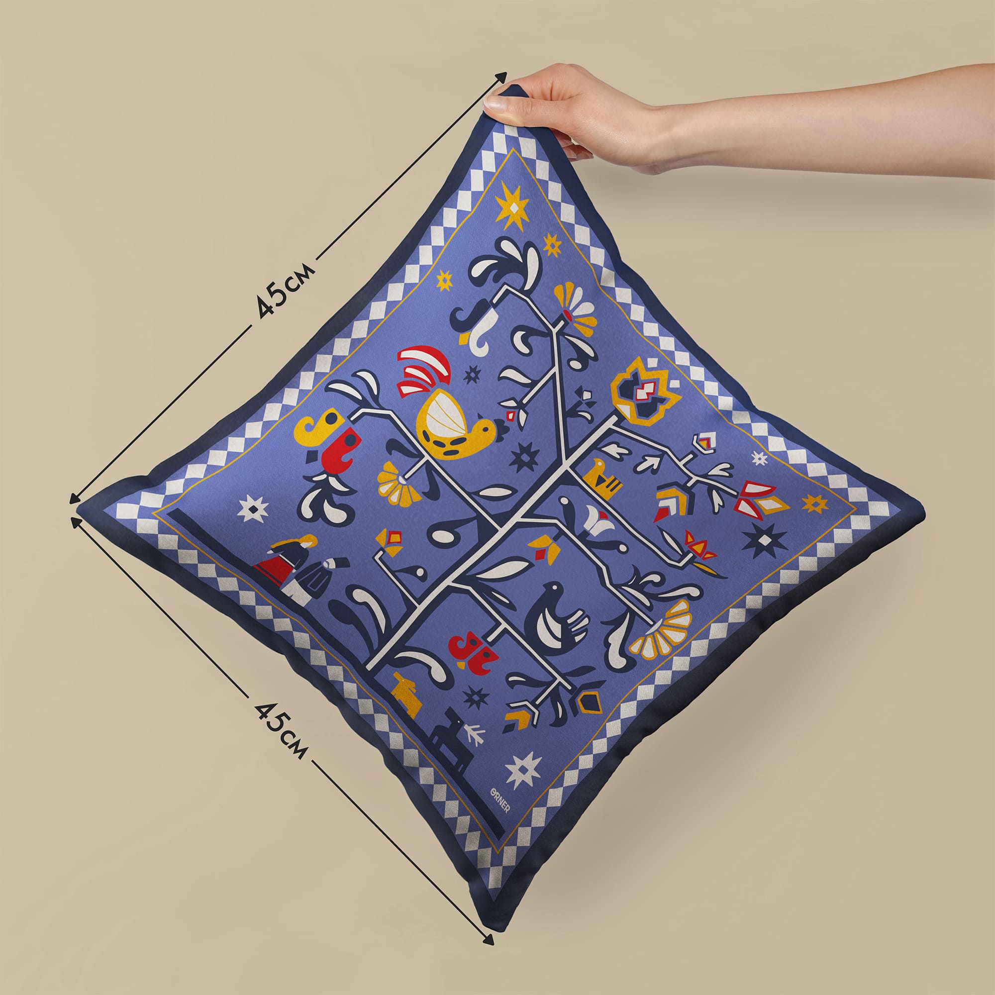 Подушка "Дерево жизни" голубая, orner-3692 1