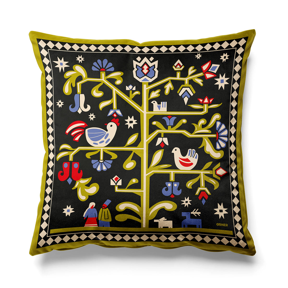 Подушка "Дерево жизни" черная, orner-3684