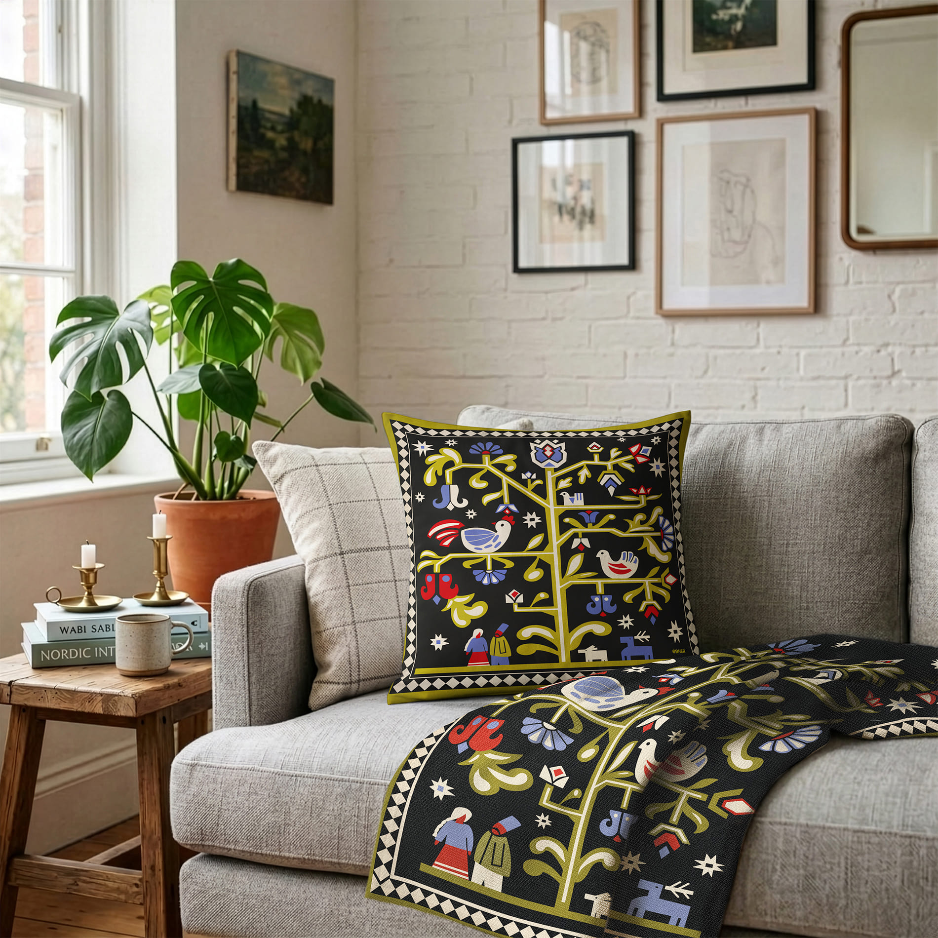 Подушка "Дерево жизни" черная, orner-3684 9