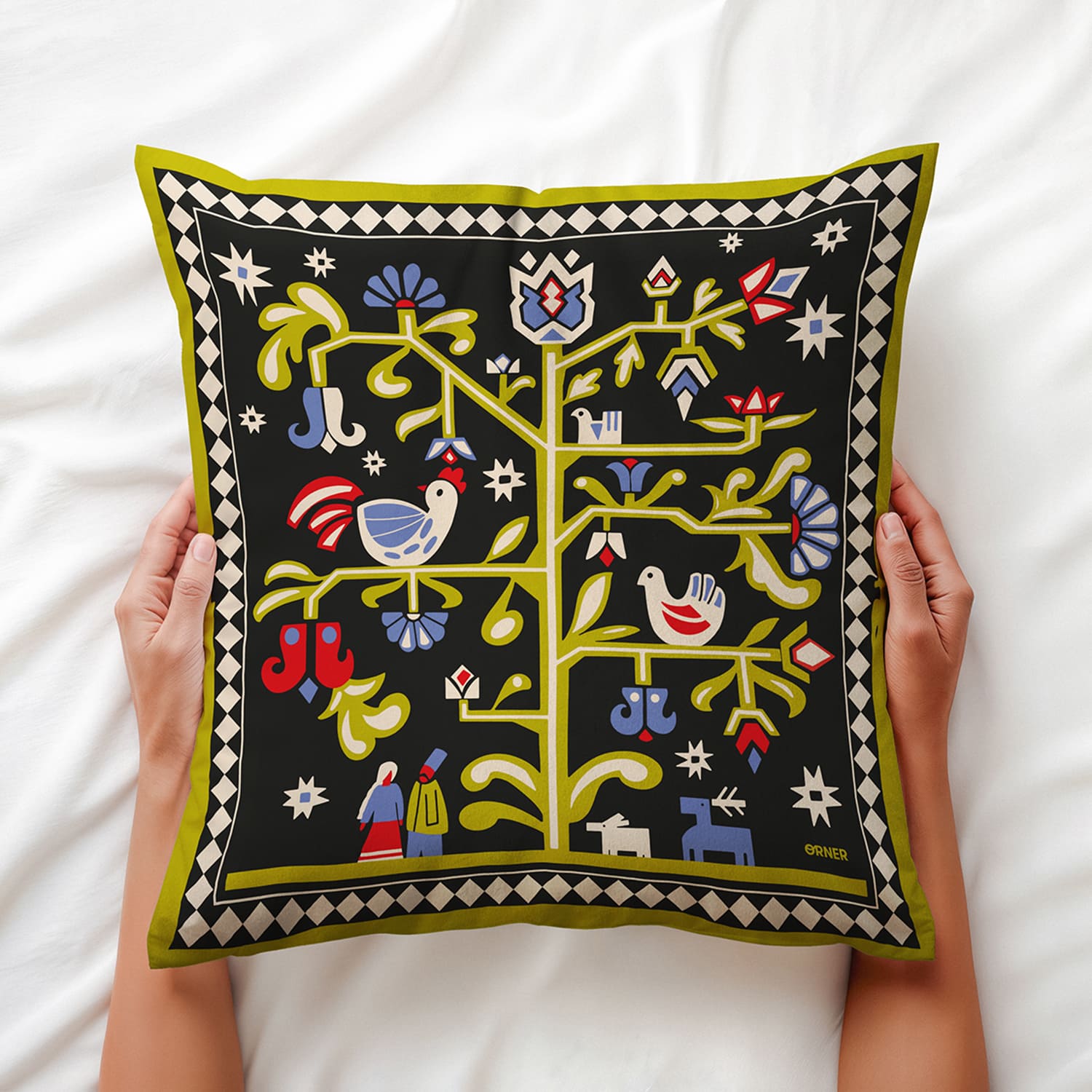 Подушка "Дерево жизни" черная, orner-3684 7