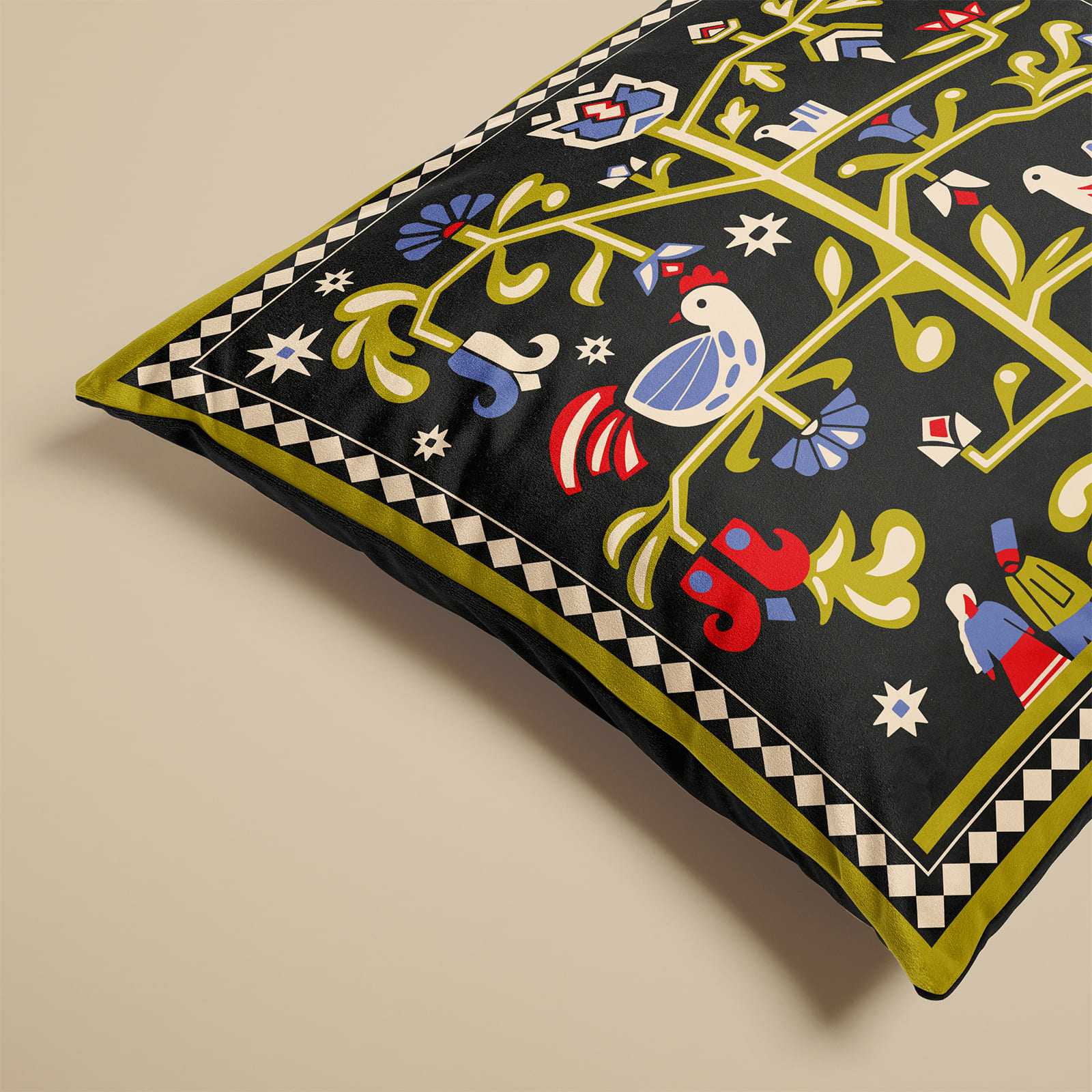 Подушка "Дерево жизни" черная, orner-3684 6