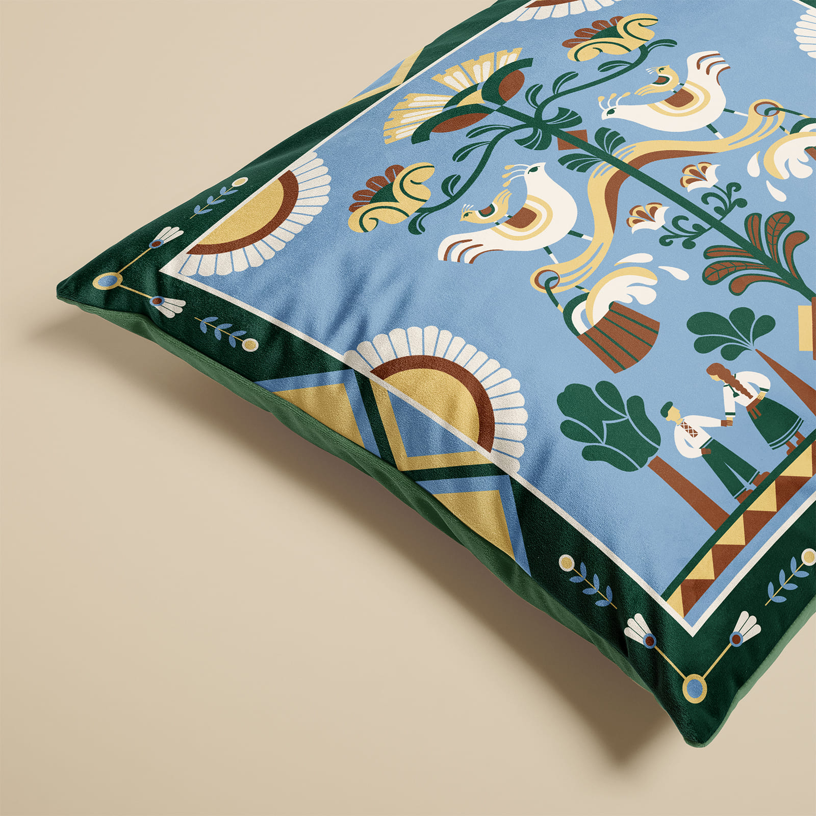 Подушка "Дерево рода" голубая, orner-3688 3