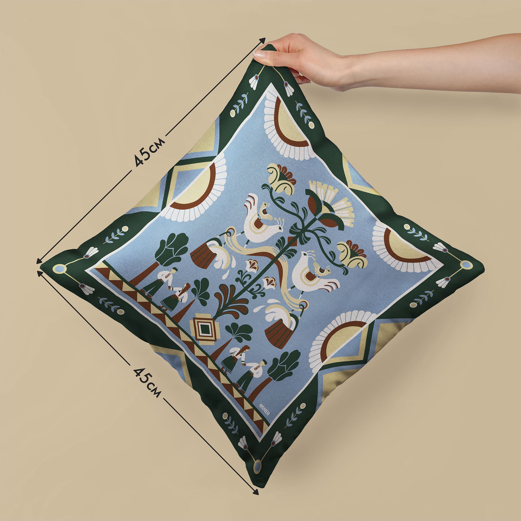 Подушка "Дерево рода" голубая, orner-3688 1