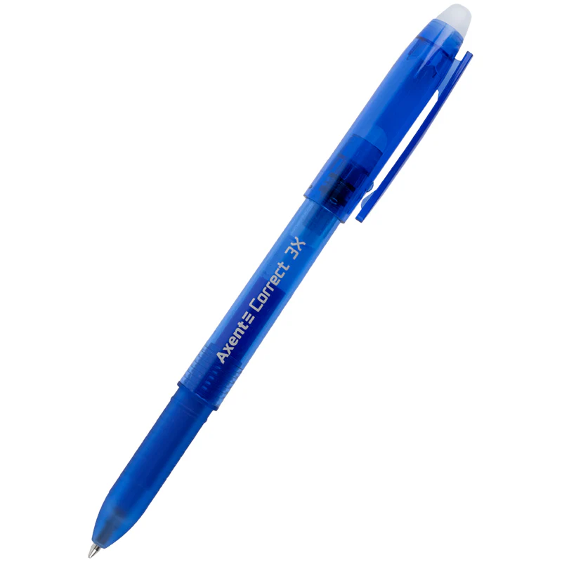 Ручка гелева Correct 3Х "пиши-стирай" синя,  Axent AG1122-02-A