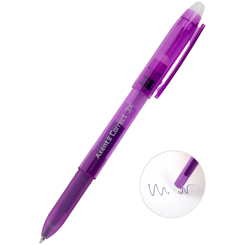 Ручка гелевая Correct 3Х "пиши-стирай" фиолетовая, Axent AG1122-11-A 1