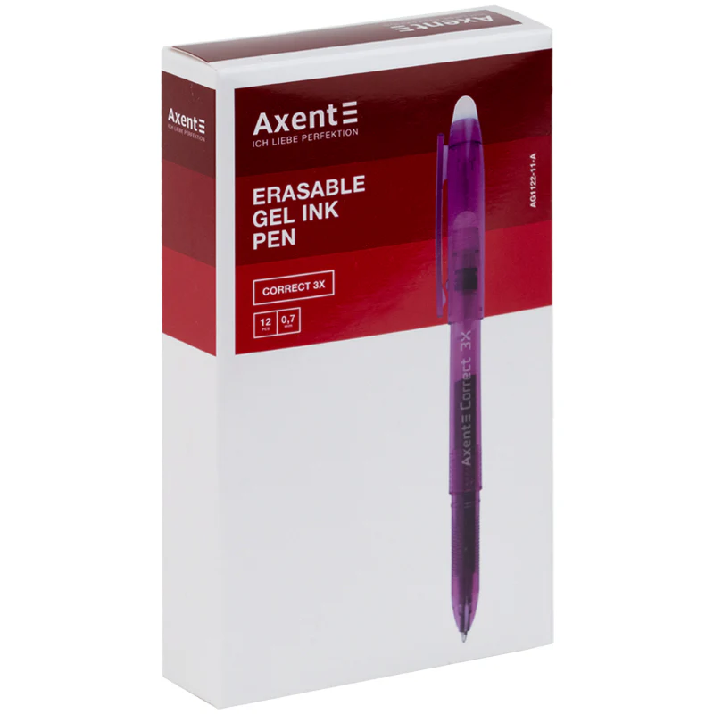 Ручка гелевая Correct 3Х "пиши-стирай" фиолетовая, Axent AG1122-11-A 3