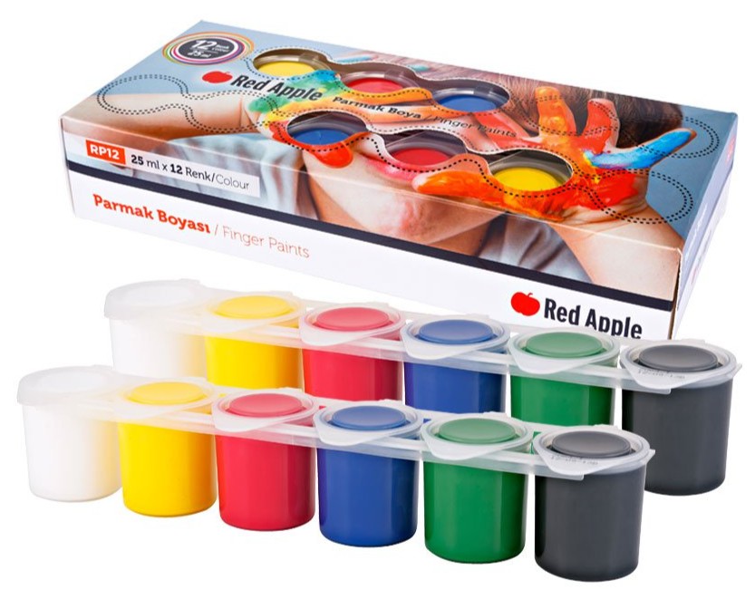 Фарба пальчикова 25 мл 12 кольорів, RP12