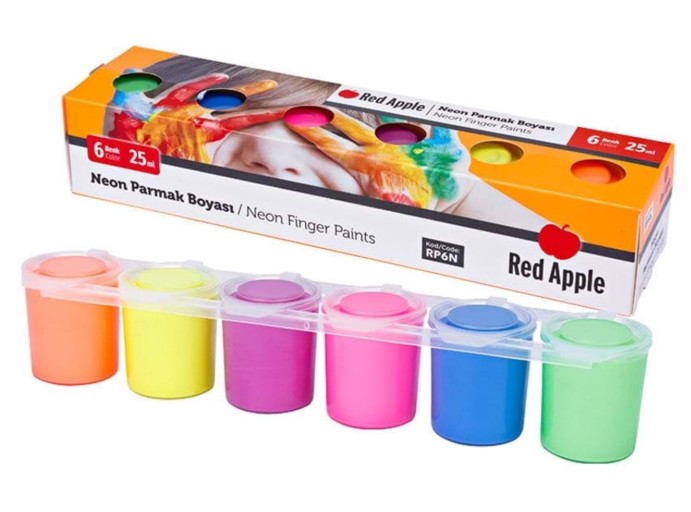 Фарба пальчикова неон 25 мл 6 кольорів, RP6N